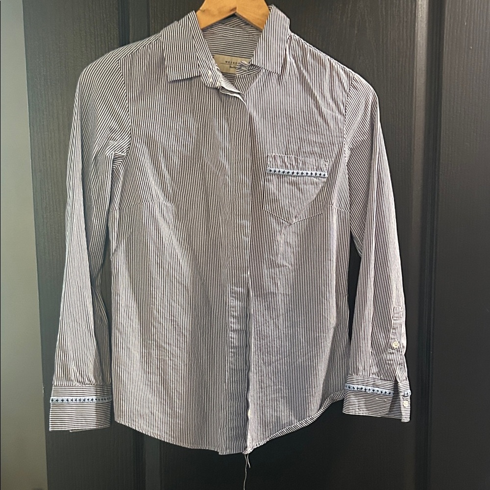 MaxMara Button Down Blue and White Striped Shirt